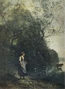 Landscape with a peasant Girl grazing a Cow at the Edge of a Forest